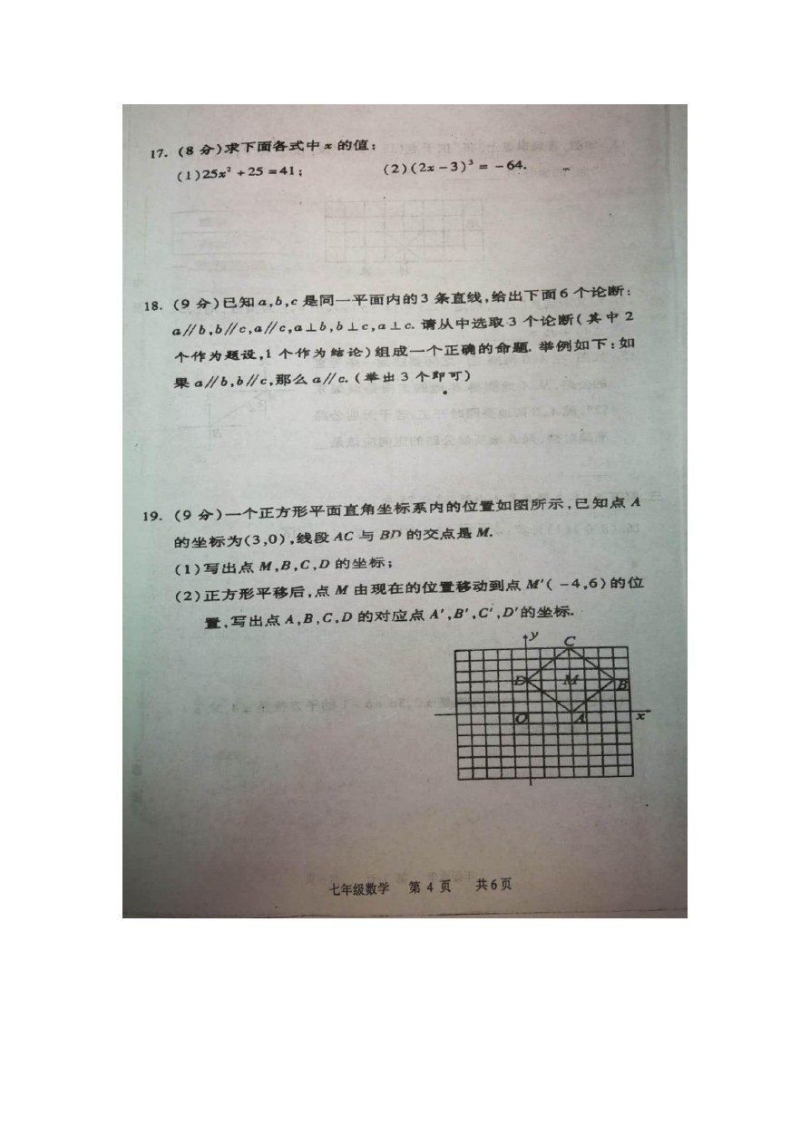 河南省驻马店市平舆县(下)期中素质测试卷 七年级数学