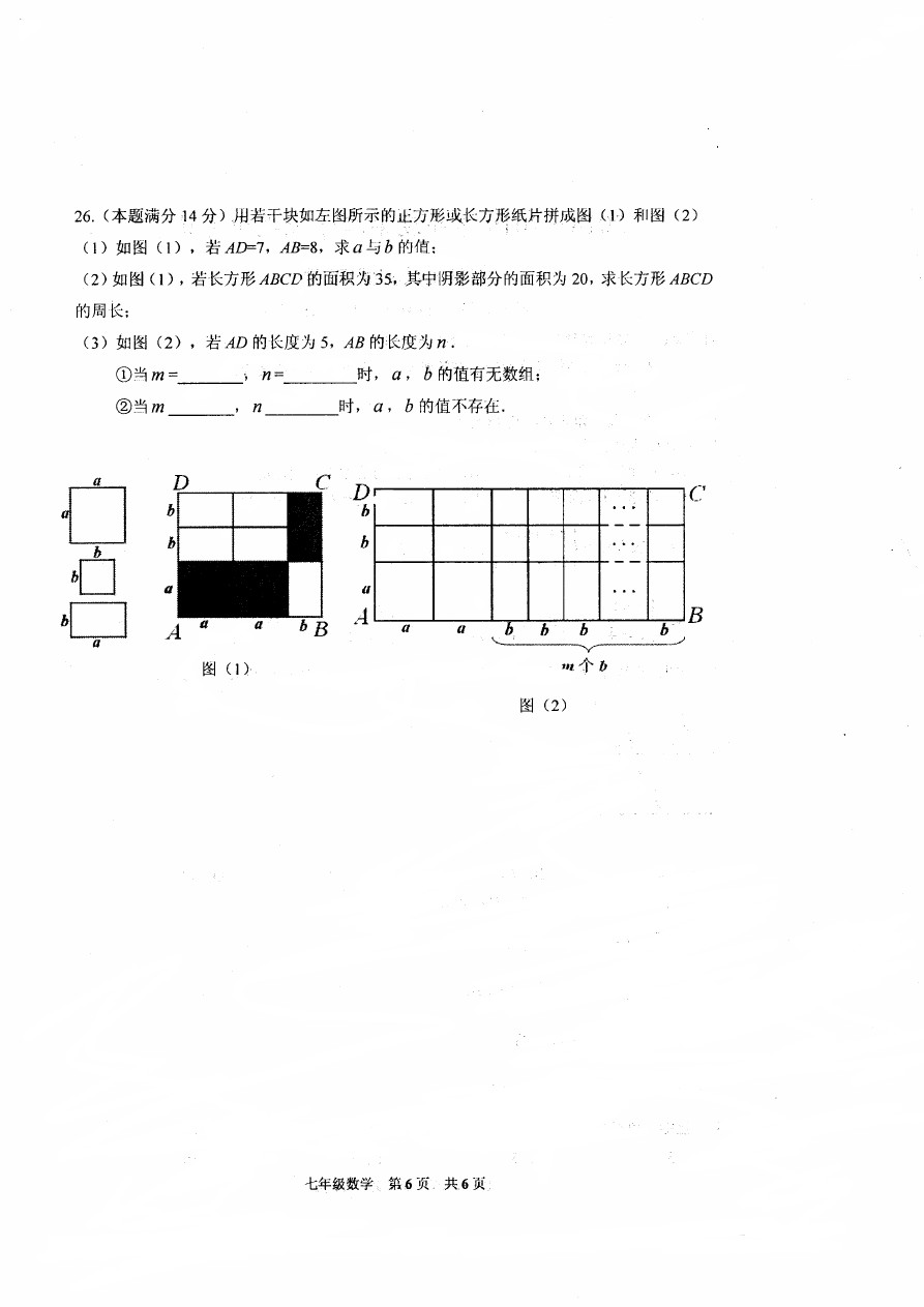 河南省南阳市第一中学第二学期期中考试七年级下册数学测试题