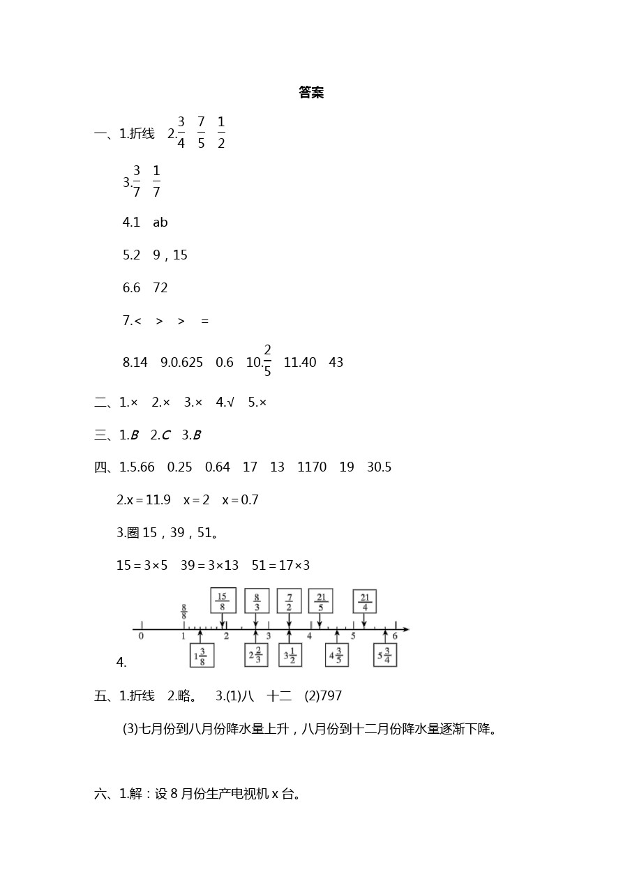 五年级下册数学试题-期中测试卷二｜苏教版(含答案)