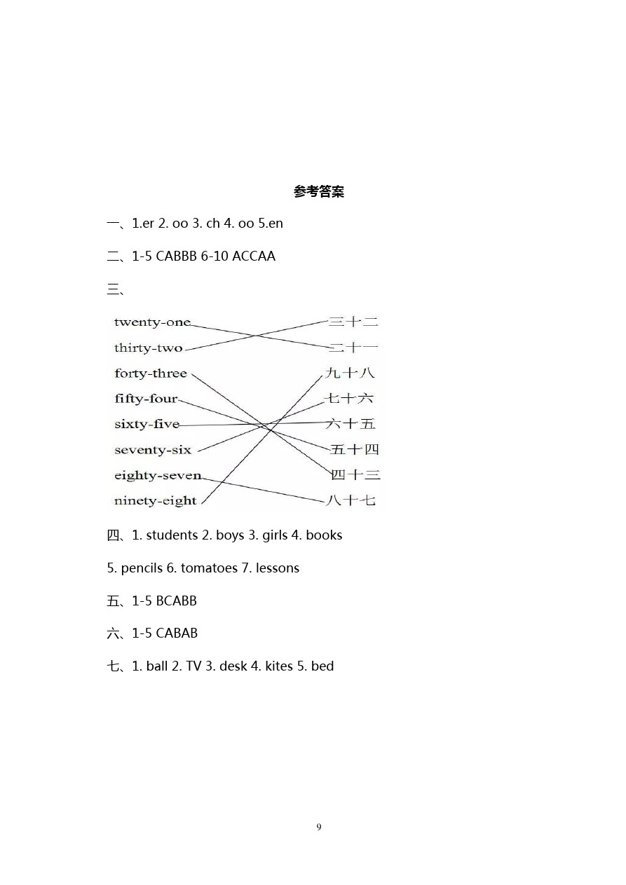 四年级下册英语试题-期中试卷  人教(PEP) (含答案)