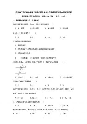 四川省广安实验中学2019-2020学年人教版七年级数学下册期中模拟测试题