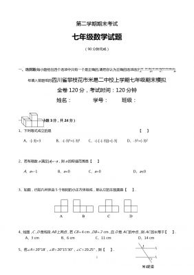 山东省邹平县实验中学七年级下学期期末试题