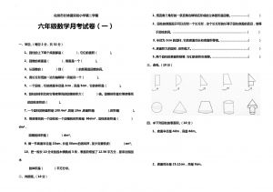 六年级下册数学试题 - 化州市长岐镇实验小学月考试卷北师大版